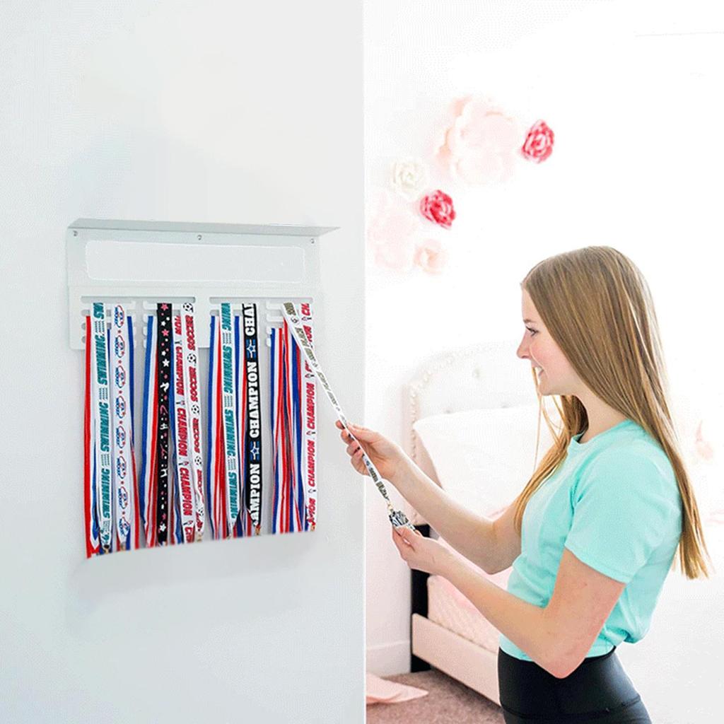 Trophy Wall Shelf Metal Award Hanger Wall Rack Display Stand Award Rack Kids Sports Fans Room Storage Living Room Baseball