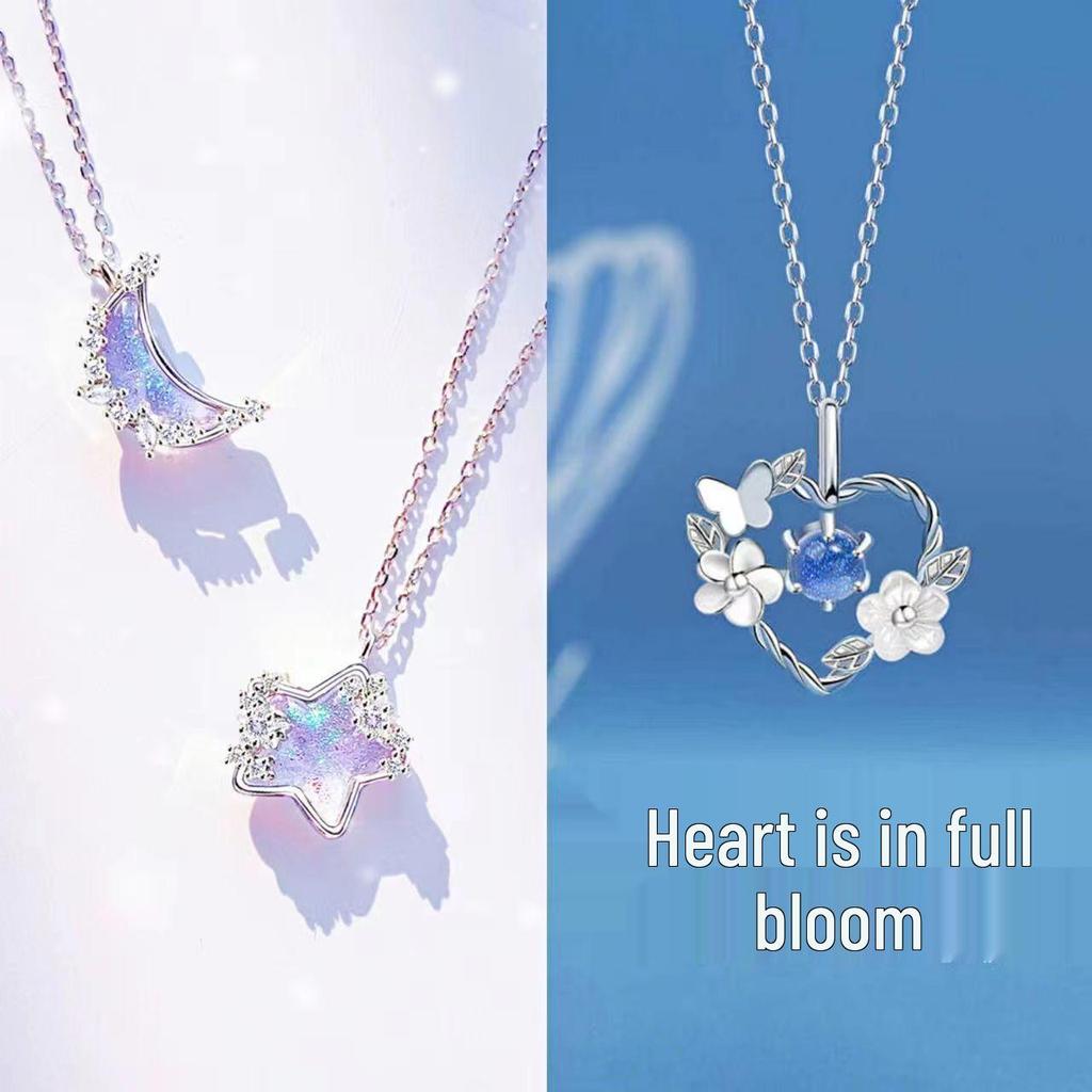 Zestaw naszyjników dla najlepszych przyjaciółek: Trio Gwiazdka i Księżyc Miodowy - Modny, Wszechstronny i Uroczy Wzór Serca dla Kobiet i Dzieci