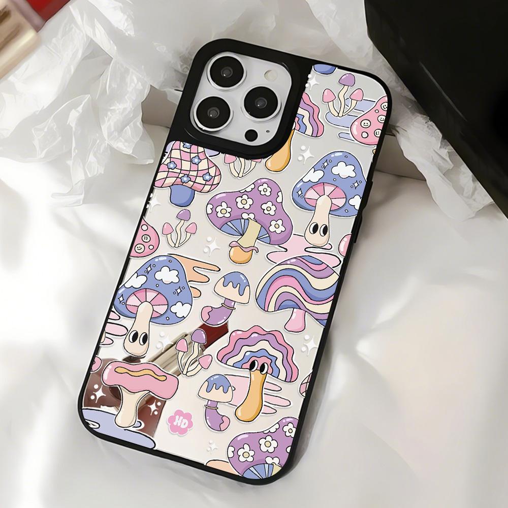 Mirror Phone Case for iPhone 15 11 13 14 for 15 16 Pro Max 12 13 16 Pro Cloud Flower and Animal Cute Style Phone Case