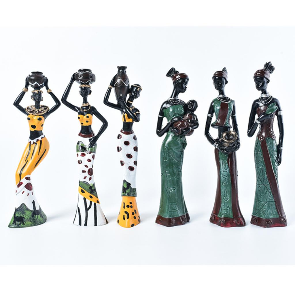 3pcs/Set African Sculpture Women Figure Girls Tribal Lady Figurine Statue Decor Collectible Art Piece Creative Crafts Dolls