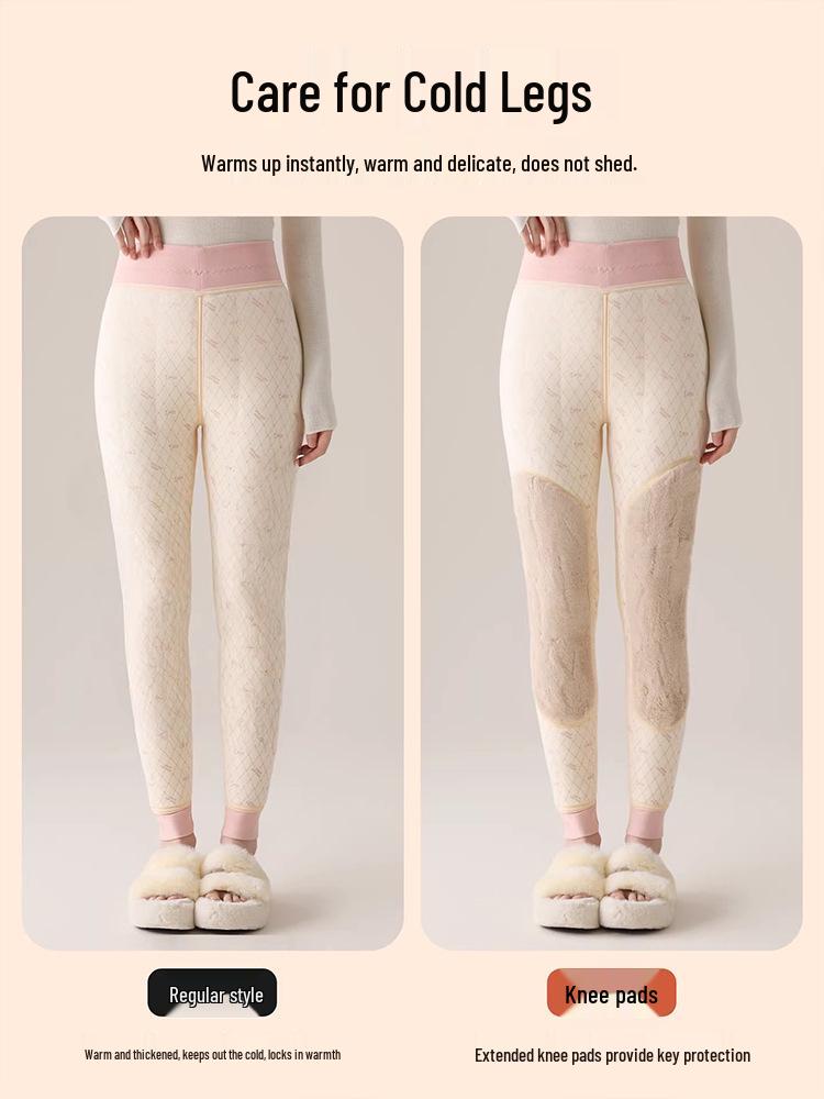 Women's High-Waisted Slimming Warm Cashmere Knee Pad Pants