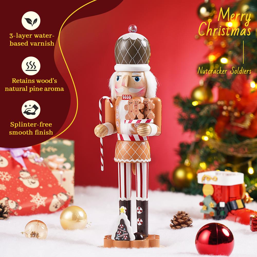 36CM Nutcracker Toffee Colored Nutcracker Gingerbread Man Baker Handcraft  Home Office Table Xmas Decoration Christmas Gift