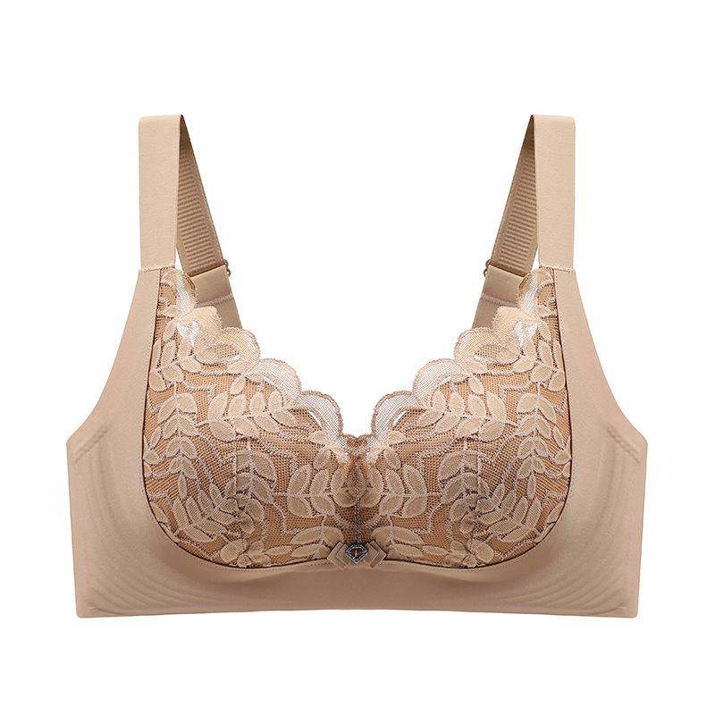 

Мягкий поддерживающий бюстгальтер для женщин, собирающий бесшовный бюстгальтер для женщин, кружевной бюстгальтер без косточек для женщин 46/105D хаки