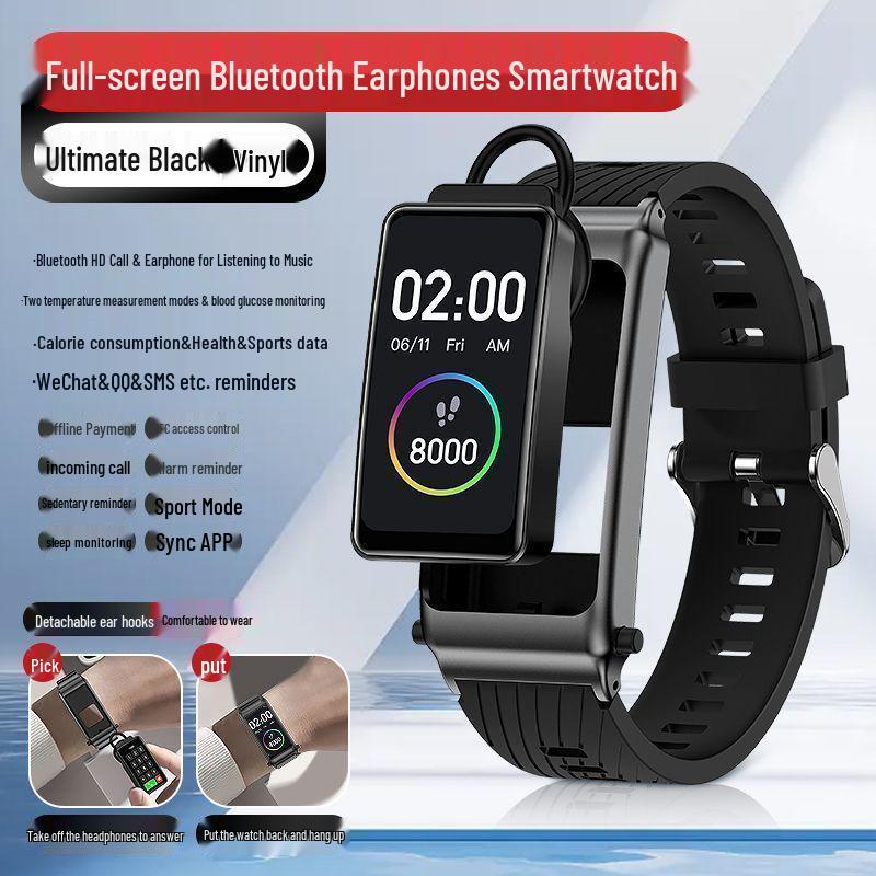 NFC Smart Bracelet with Bluetooth Earphones & Call Function, Two-in-One Smartwatch with Offline Payment Capability
