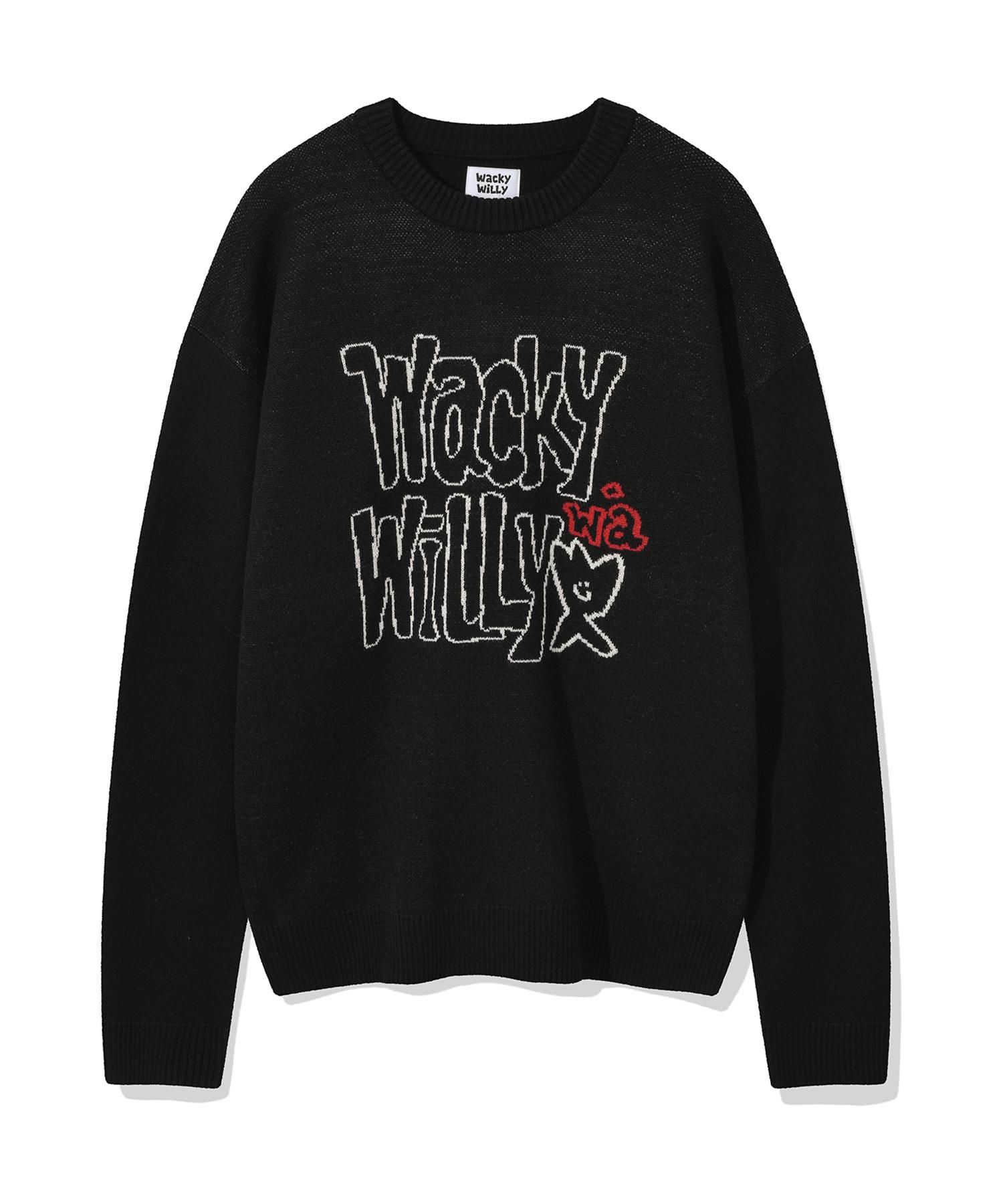Wacky Willy Typographic Pullover Sweater Black S