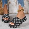 Fashion New Women's Denim Platform Slides Fashion Slip-On Wedges High Heels Summer Sandals Women Casual Leisure Comfy Woman Shoes