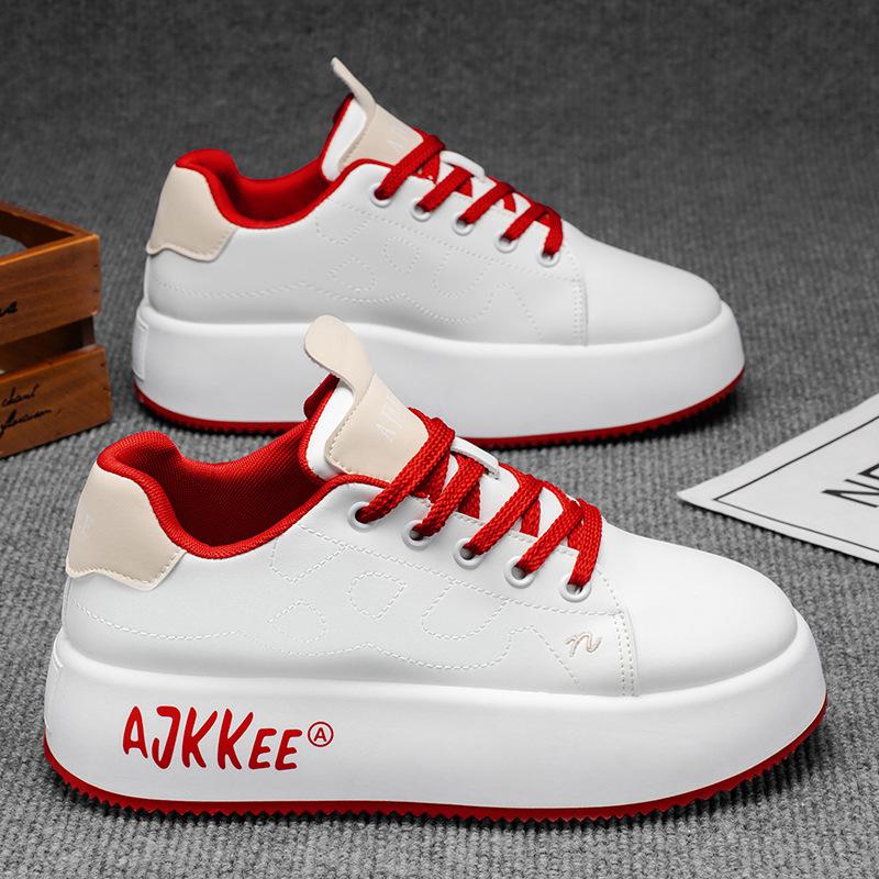 

2025 Autumn Men s Casual Sneakers, Solid Color Personalized Solid White Sneakers, Anti-Slip and Wear-resistant Sports Sneakers 44 красный