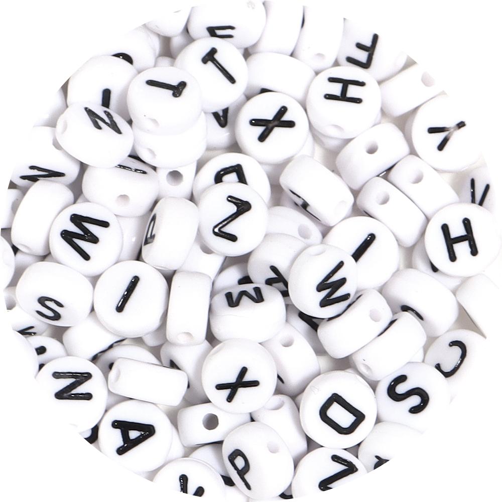 100Pcs 7mm Acrylic Alphabet Beads Colored Loose Spacer Flat Round Letter Beads For DIY Bracelet Earrings Accessories Wholesale