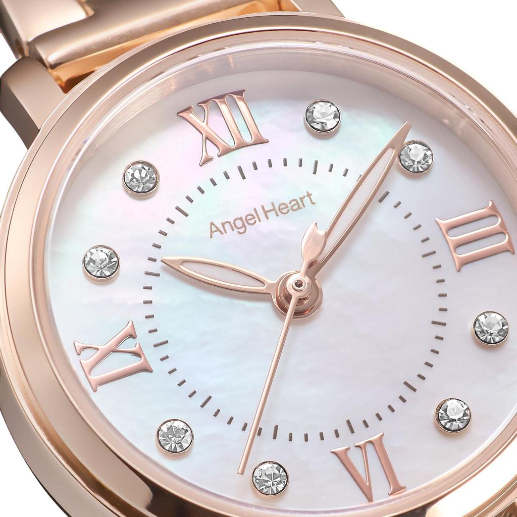 AngelHeart Sakura Time Watch Solar Powered Daily Water Resistance Sapphire Glass White Pearl Dial SKR24PG-J Women's