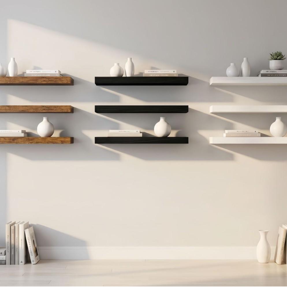 Wall Mounted Storage Shelf One Piece Floating Shelf Bathroom Living Room Kitchen Storage Rack Wall Mount Organizer Solid Wood