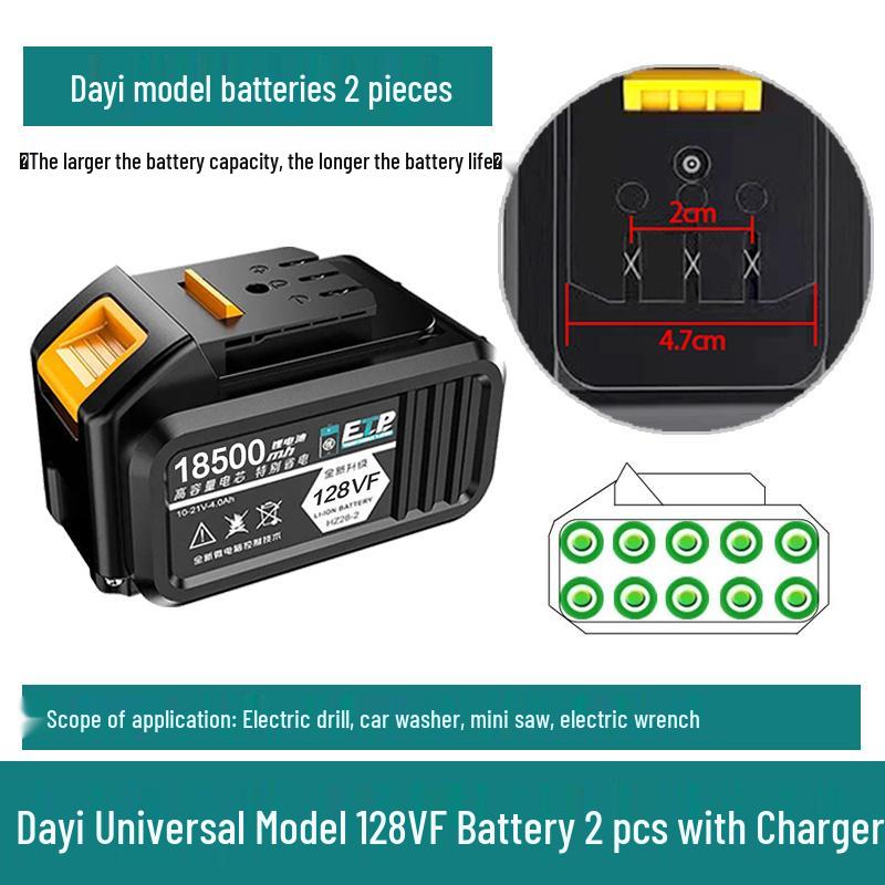 Large Art Lithium Battery for Electric Wrench, Angle Grinder, Hammer, Saw, and Hair Dryer