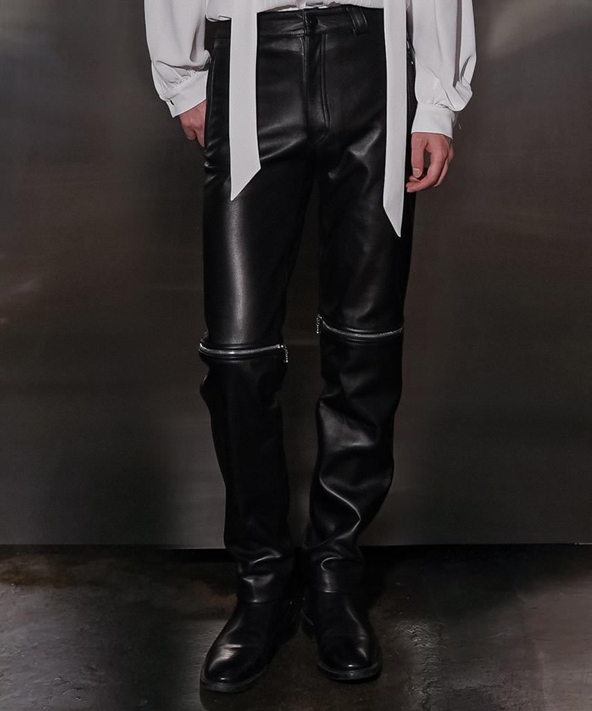 UNTAGE Leather Zipper Slim Trousers (Unisex)_Uth-Fp31