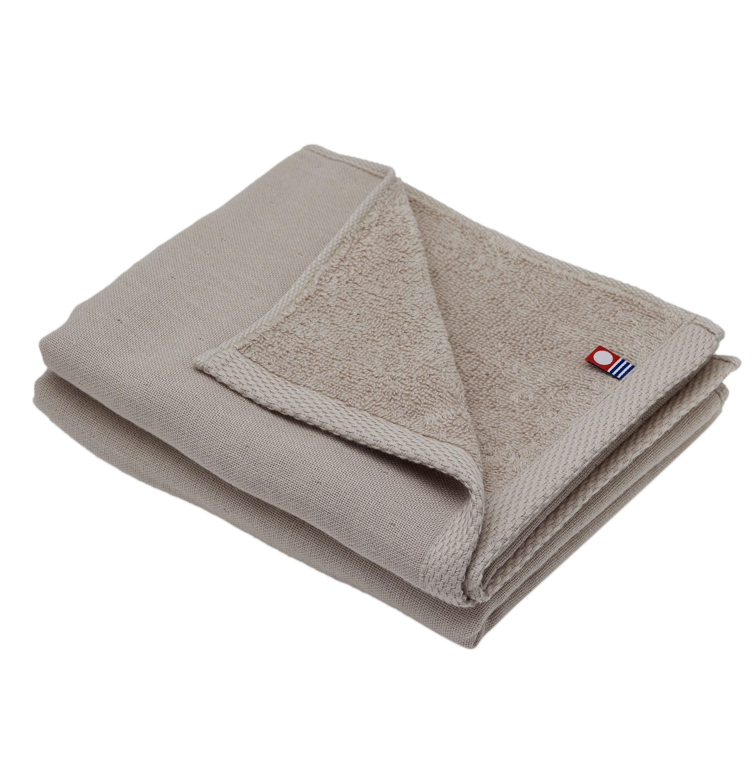 

Broccoli House Imabari Pile Gauze Face Towels of 34 x Made in Cotton & (Set 2) 80cm, Thin, Quick-Drying, Absorbent, Japan, 100% (Ash Beige)