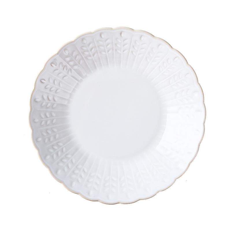 European Creative Relief Ceramic Plate Household Cake Dessert Plate Western Plate Steak Plate Vegetable Plate Breakfast Plate Fruit Plate