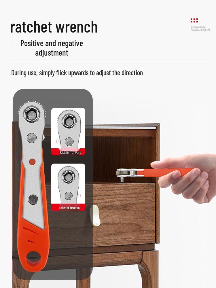 Multifunctional Ratchet Wrench & Screwdriver Set for Motorcycle & Household Repairs