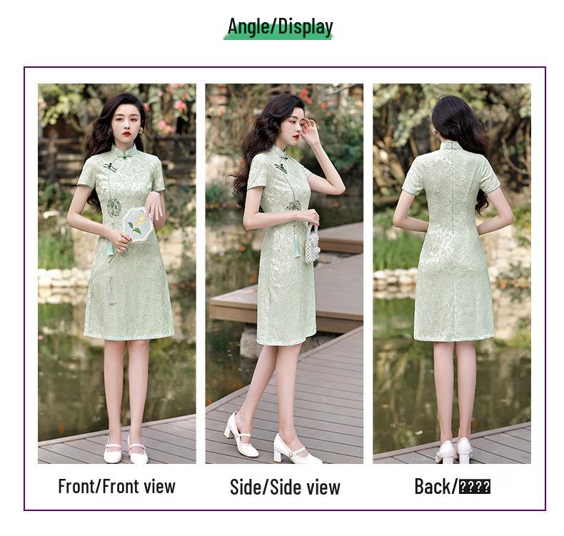2026 New A-line Lace Short Qipao Dress - Trendy Young Fashion Style