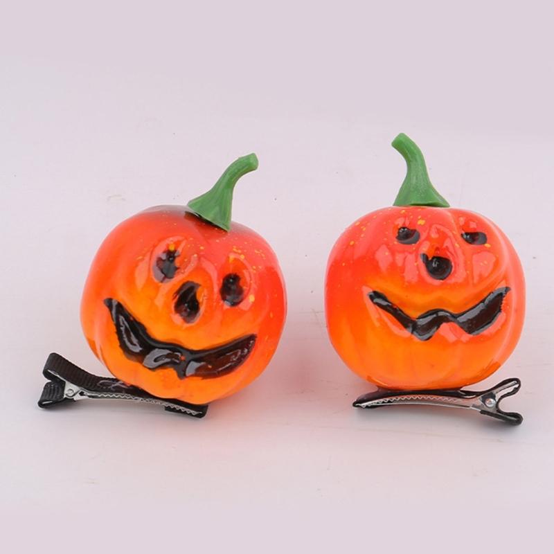1Pair Pumpkin Hair Clips Halloween Hair Accessories Smiling Pumpkin Hair Barrettes Gothic Alligators Barrettes Gift