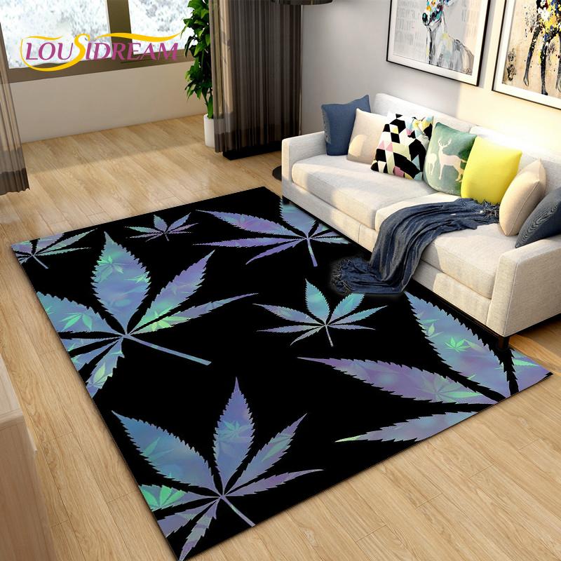 Reggae Music Jamaican Style Maple Leaf Area Rug,Carpet Rug for Living Room Bedroom Sofa Decoration,Kitchen Non-slip Floor Mat