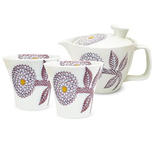 

J-kitchens Kunzan Kiln Teapot Set, Hasami Ware, Made in Japan (Teapot, Pair of Teacups, Tea Set), 240ml and 130ml, Serves 1-2, Includes Tea Strainer,
