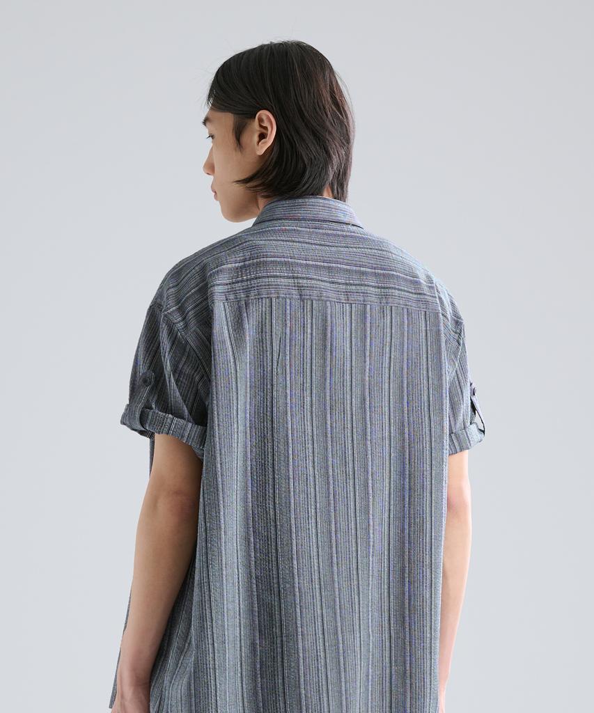 ZPLISH Section Roll-Up Striped Shirt Dark Navy