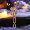 Articulated Pumpkin Man Halloween Decoration Spooky Wooden Pumpkin Skeleton Tabletop Ornament for DIY Home Office Decor