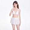 Korean-Inspired Backless White Lace Bikini: Sexy Strapless Split 3-Piece Swimsuit for Women