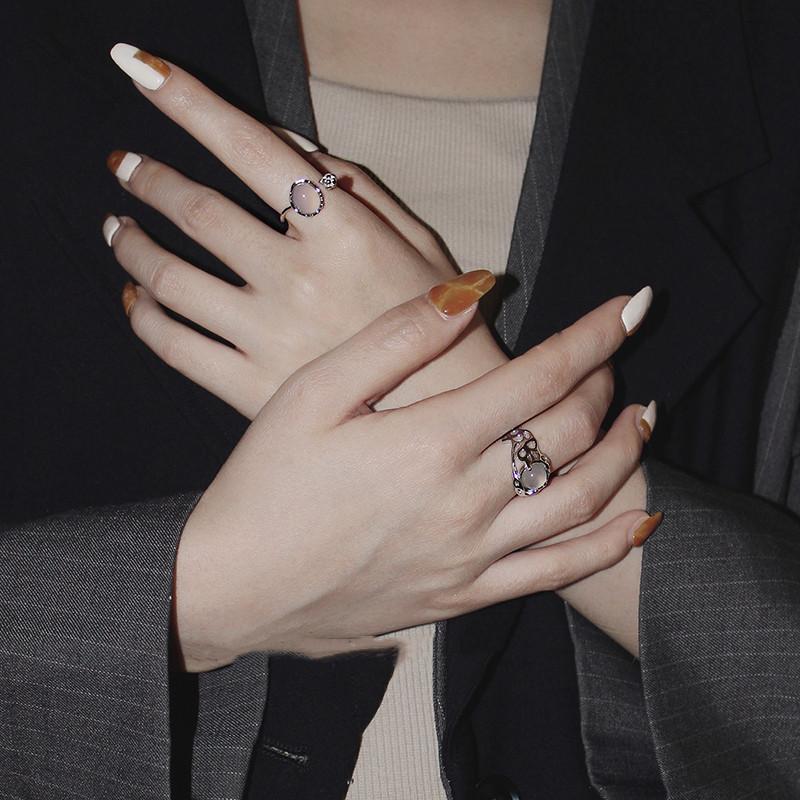 Premium Irregular Open Adjustable Agate Ring For Women In Trendy Ins Aesthetic Style