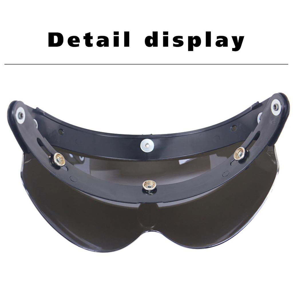 Visiera Antivento Universale a 3 Bottoni per Casco da Moto, Visiera Frontale Ribaltabile, Lente Antivento Sostitutiva per Casco da Moto