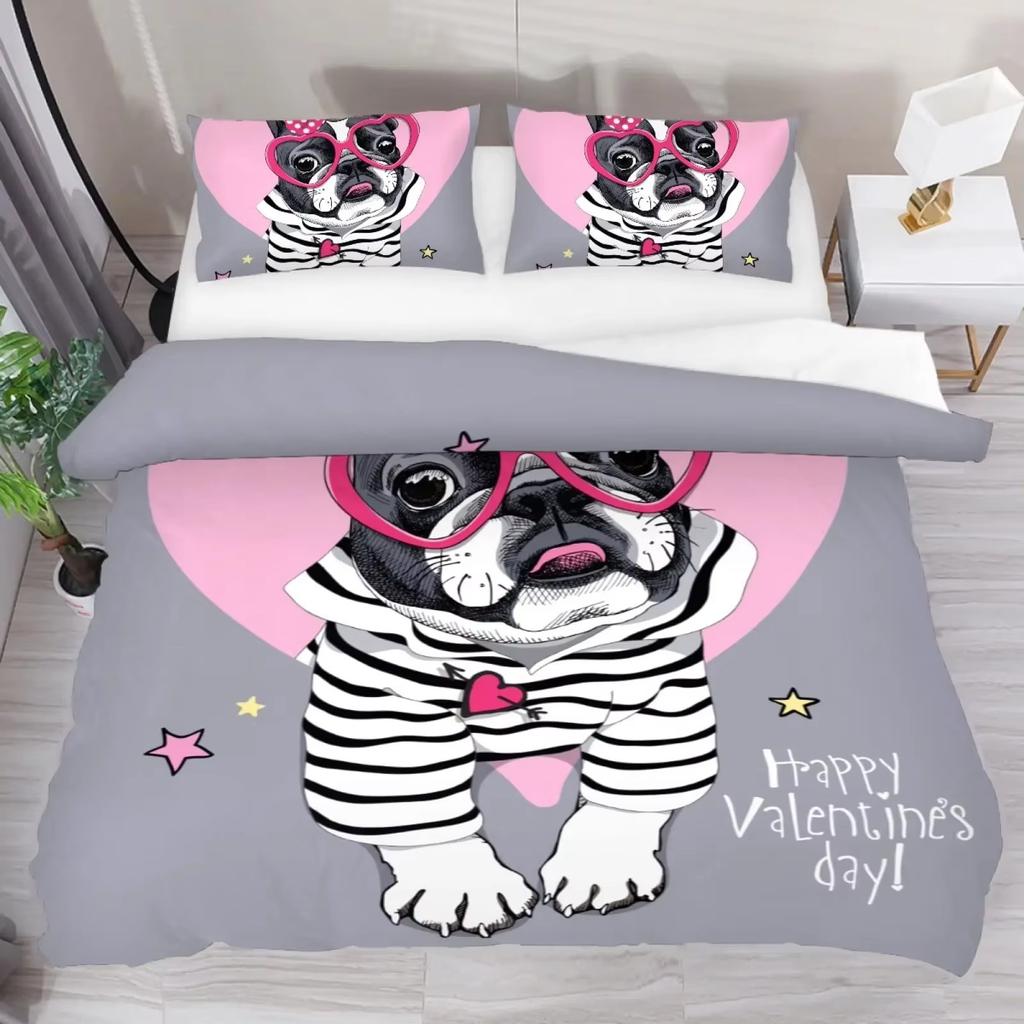 Cartoon Puppy Down Comforter Set Bedding Set 3-piece Duvet Cover Set