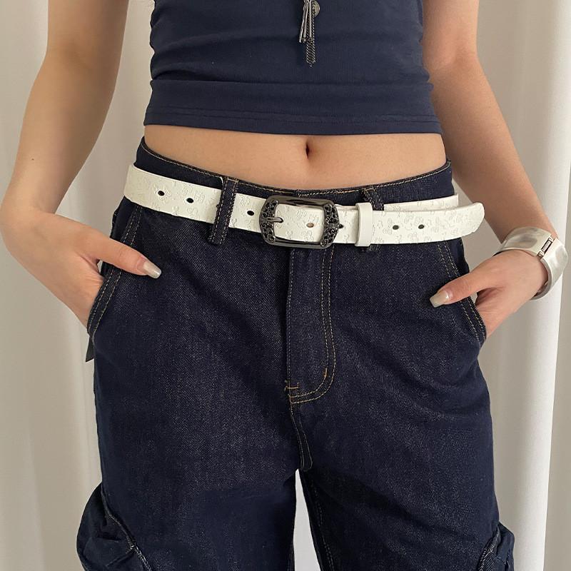 Vintage Ethnic Style Pu Leather Belt With Metal Buckle For Women Dress And Jeans Accessory