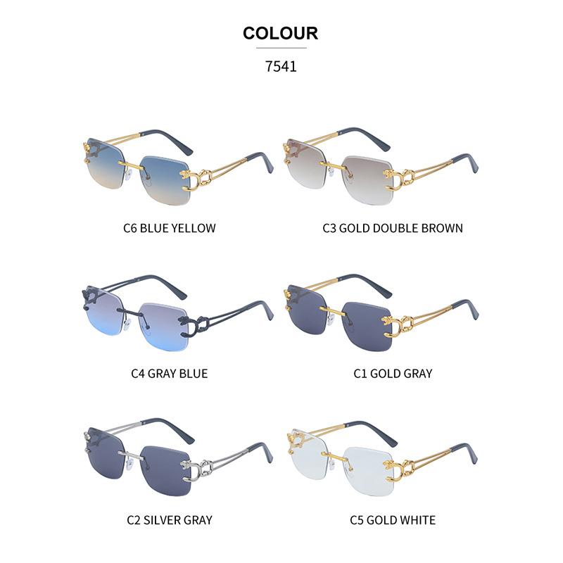 Bezramkowe Przycięte Okulary Przeciwsłoneczne Damskie Modne Osobowość Lamparty Nogi Okularów Przeciwsłonecznych Męskie Okulary