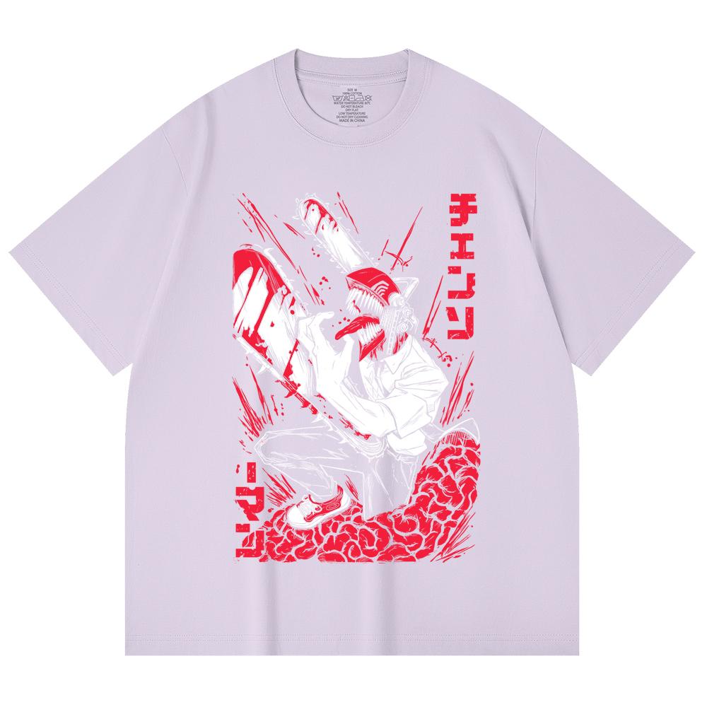 230 Gsm 100% Cotton Chainsaw Man V28 Denji Print Unisex Heavy Cotton T Shirt