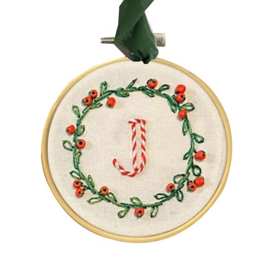 Yousheng DIY Embroidered Christmas Ornament Embroidered Initial Crafting Kit Mini Christmas Embroidery Kit for Beginners Xmas Tree Decor