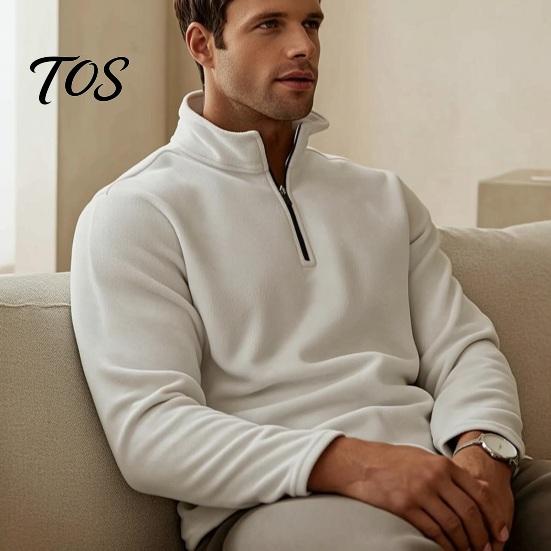 Winter Warm Clothing Men Quarter-Zip Sweatshirt, Long Sleeve Mock Neck Pullover Top, Solid Casual Color Tops Sweatshirt for Golf Office Street