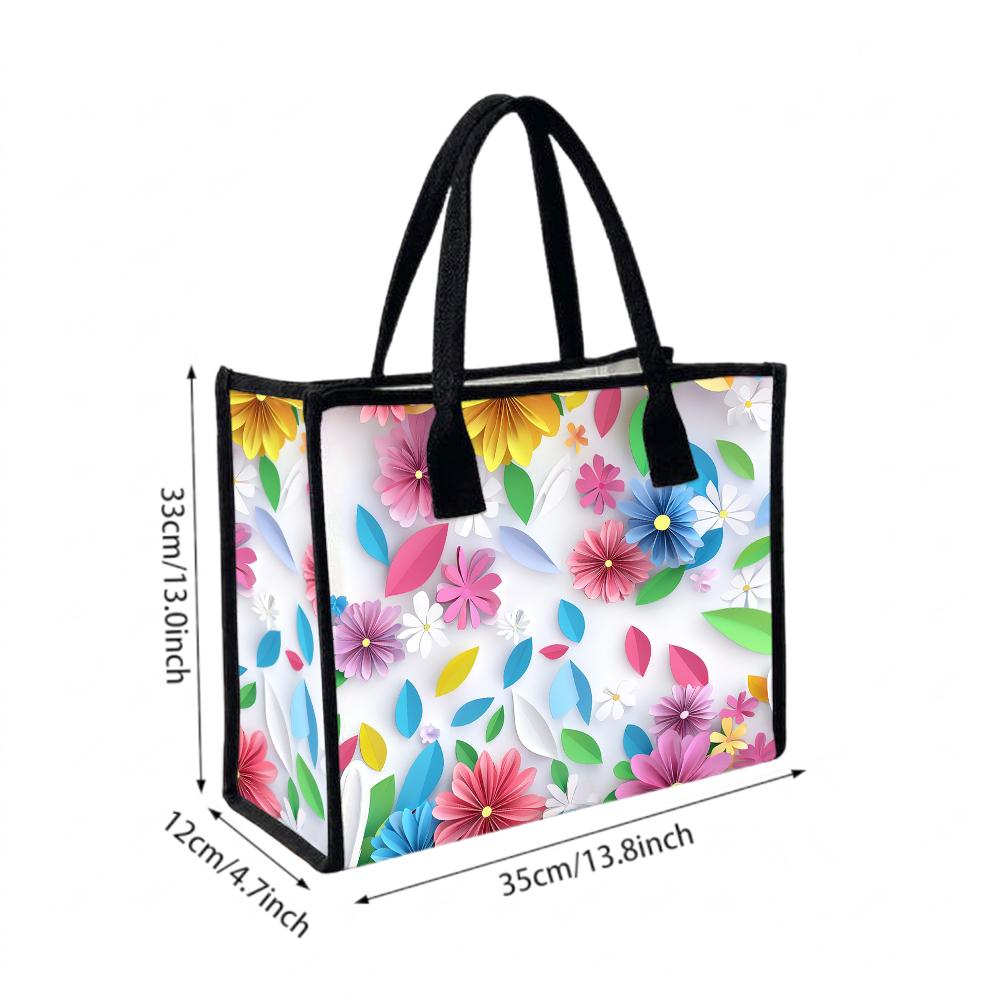 Floral Printed Large Tote Bag Casual Reusable Handbag for Daily Use