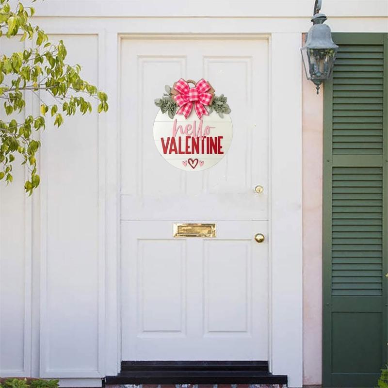 Plaids Vermelhos Laços Placas de Porta para o Dia dos Namorados para Melhorar a Decoração da Casa e Celebrar o Amor