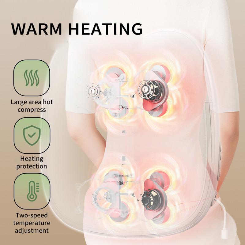 Electric Back Waist Massager with Heat 4 Large Massage Area for Neck Shoulder Shiatsu Kneading Rechargeable Cordless Portable