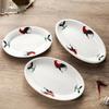 Rooster Series Nostalgic Oval Ceramic Serving Plate