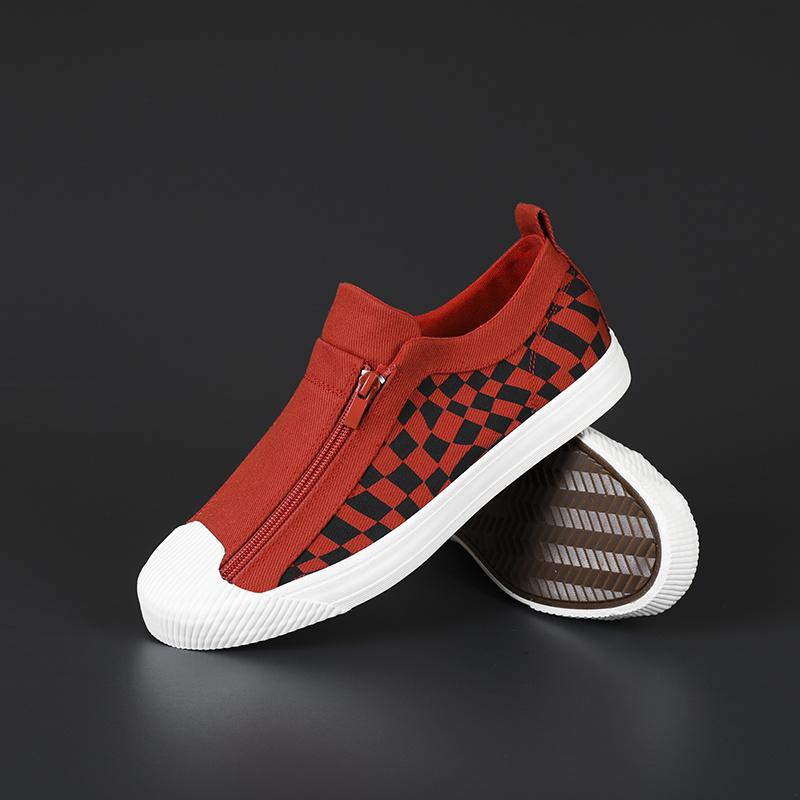 Newest Arrivals Summer Fashion Checkered Green Canvas Men'S Loafers Casual Vulcanize Shoes For Men Zip Flats Shoes Espadrilles 2022