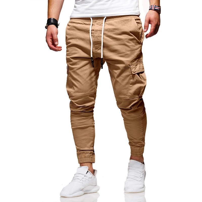 Men Solid Drawstring Loose Casual Athletic Long Jogger Pants