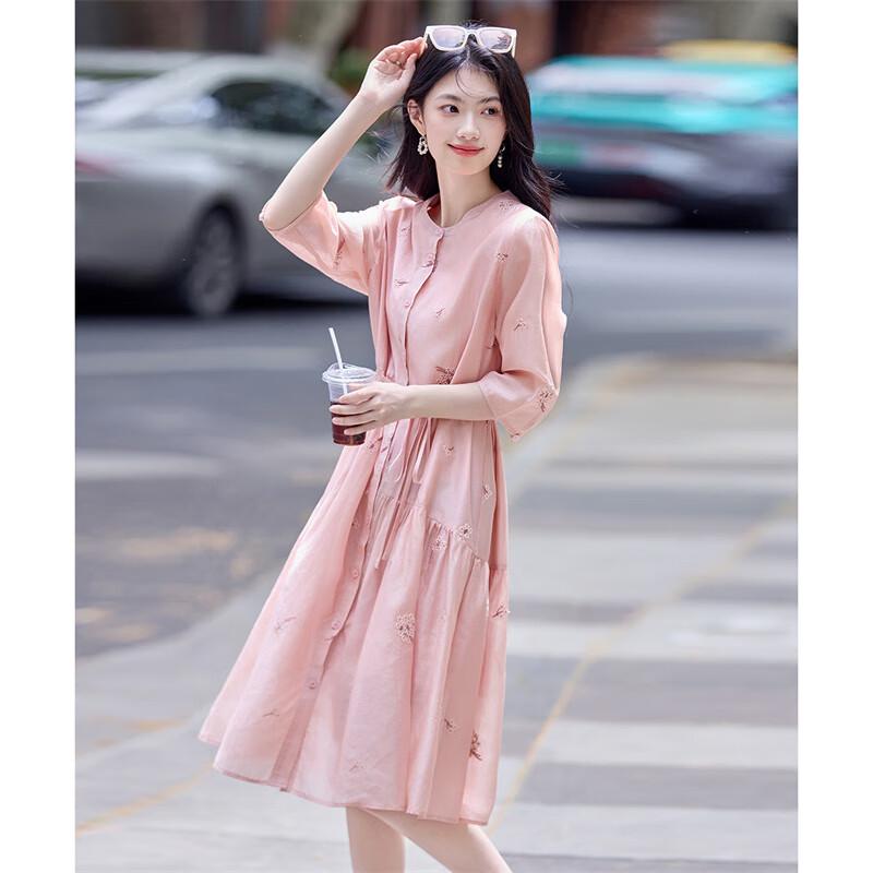 Shangjing Aurora-Style Lyocell Blend A-Line Midi Dress