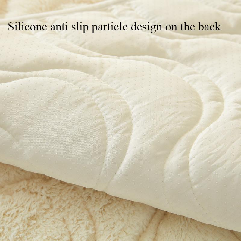 Autumn Winter Long Hair Solid Color Sofa Mat Home Living Room Decoration Anti Slip Backrest Towel Soft Thick Dust-proof High-end Striped Sofa Cover