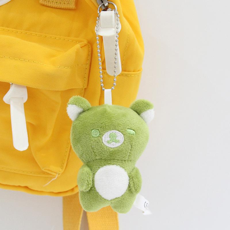 Rainbow Mini Rilakkuma Plush Keychain Soft Bear Doll Cute Macaron Color Cartoon Bag Charm Kawaii Daily Backpack Decor Toy