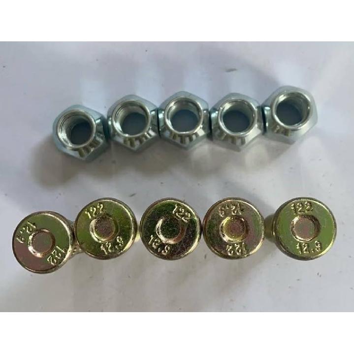 5Pcs 1/2"-20 X 2 In. UHL Length 0.61 In. Knurl Press-In Wheel Studs With Lug Nuts Replacement For Dexter 3500-7000Lbs Axle Trailer Hub