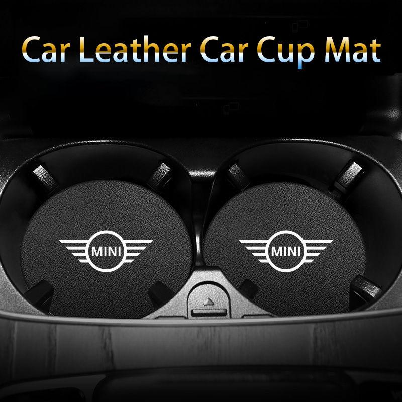 2pcs Car Cup Holder Mat Non-slip Leather Coaster for MINI Cooper One S Countryman Clubman JCW R50 R55 R56 R60
