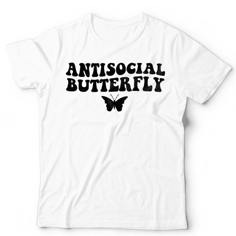 Antisocial Butterfly Tshirt Unisex Kids Funny Sassy Retro Introvert Novelty