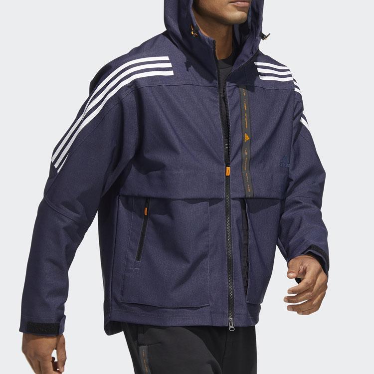 Adidas TH DNM WVJK Striped Sports Hooded Long Sleeve Jacket Men Outerwear Navy-Blue HE9905