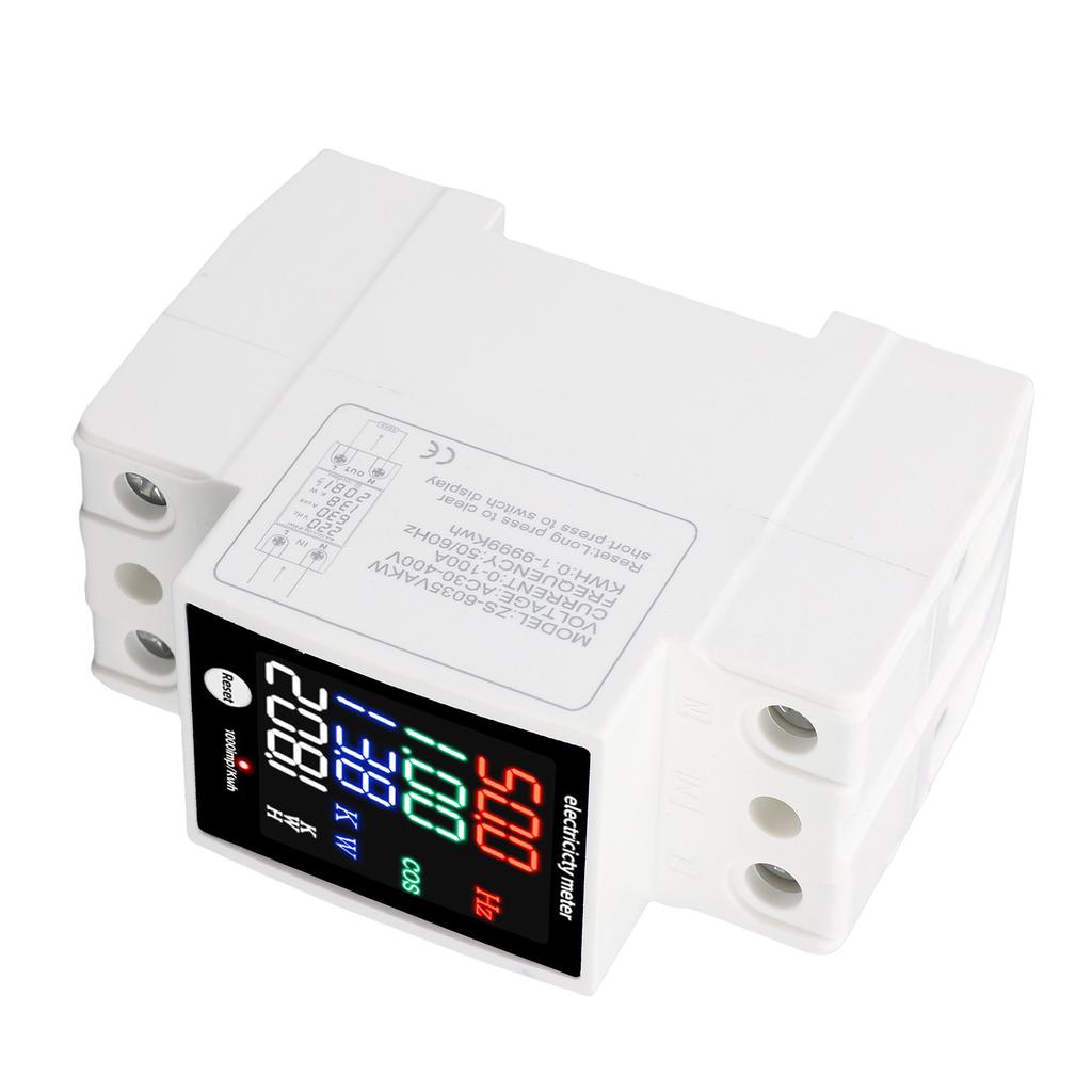 Digital Energy Meter Water Proof DIN Rail Electricity Usage Meter AC30 400V 0 100A Voltmeter Ammeter