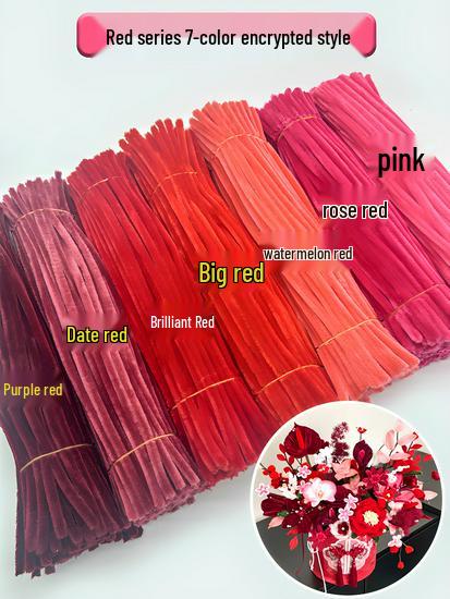 Thickened White Chenille Pipe Cleaners - Mixed Colors for DIY Bouquet Crafts