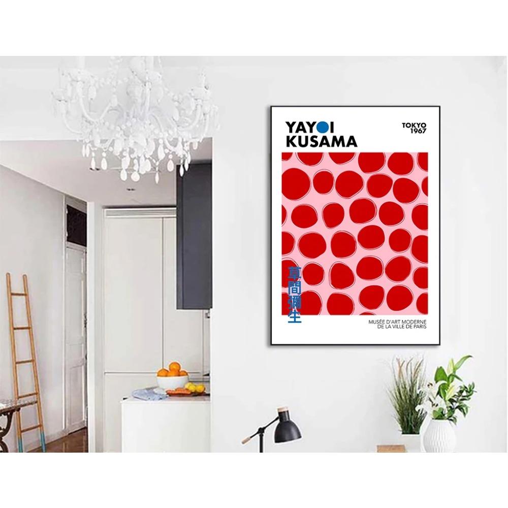 Japanese Famous Artist Yayoi Kusama Polka Dot Poster Exhibition Abstract Prints Canvas Painting Wall Art Picture Home Room Decor